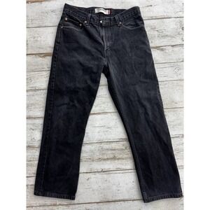 Levis 505 Jeans 34/30 Mens Black Regular Straight Fit Vintage Denim (E)